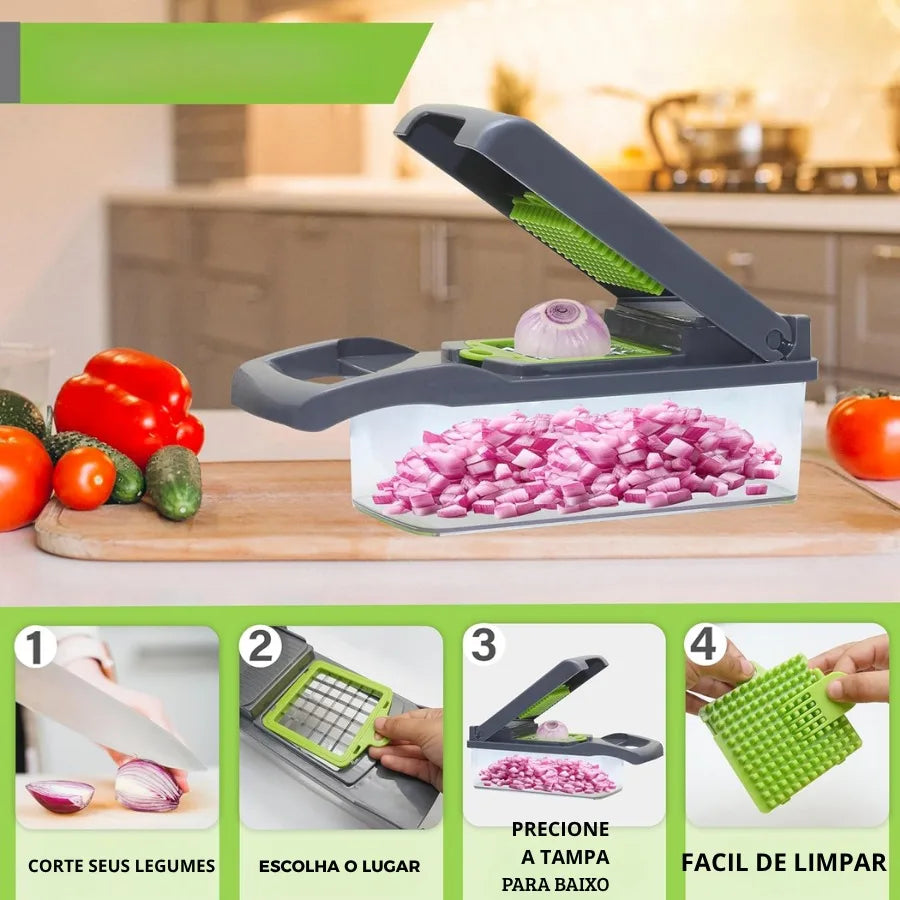 Fatiador Cortador Ralador Multiuso 16 em 1 – Legumes, Frutas e Verduras