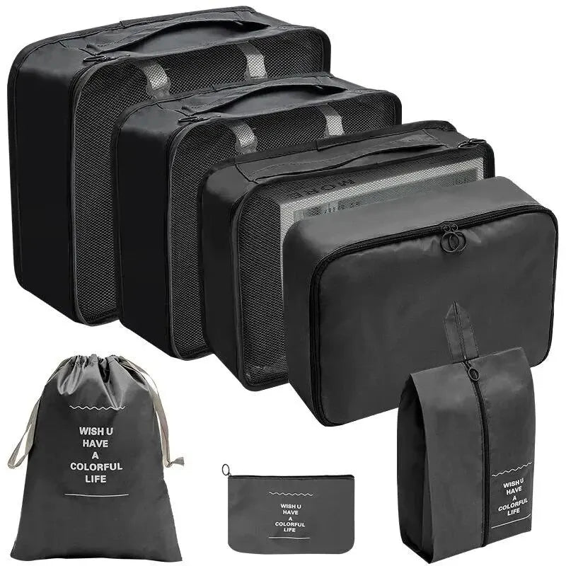 Kit Organizador de Mala de Viagem – 7 ou 10 Peças | Cubos de Compressão, Bolsas para Roupas e Sapatos