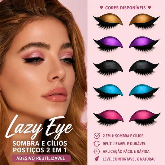 Par de Adesivos Reutilizáveis 2 em 1 para Maquiagem: Sombra e Cílios Postiços "Lazy Eye"
