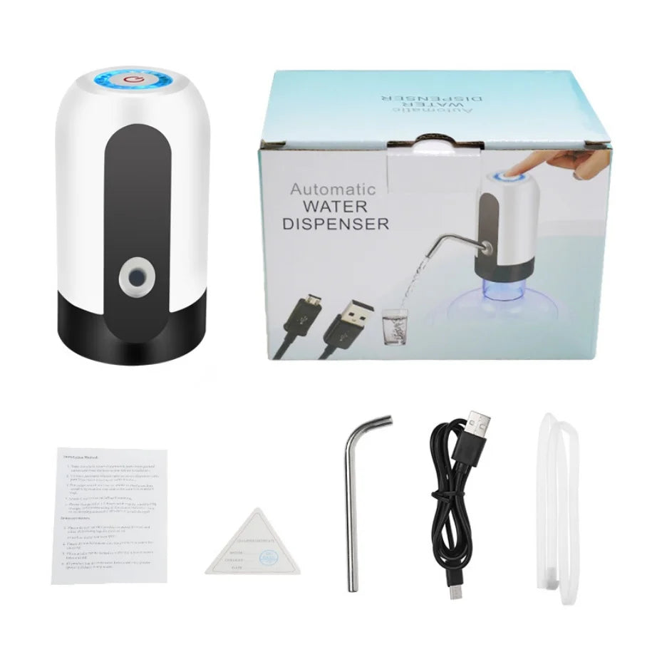 Bomba D'Água Elétrica para Galão de 5L – Portátil, Recarregável via USB | Ideal para Casa, Escritório, Carro e Hotel