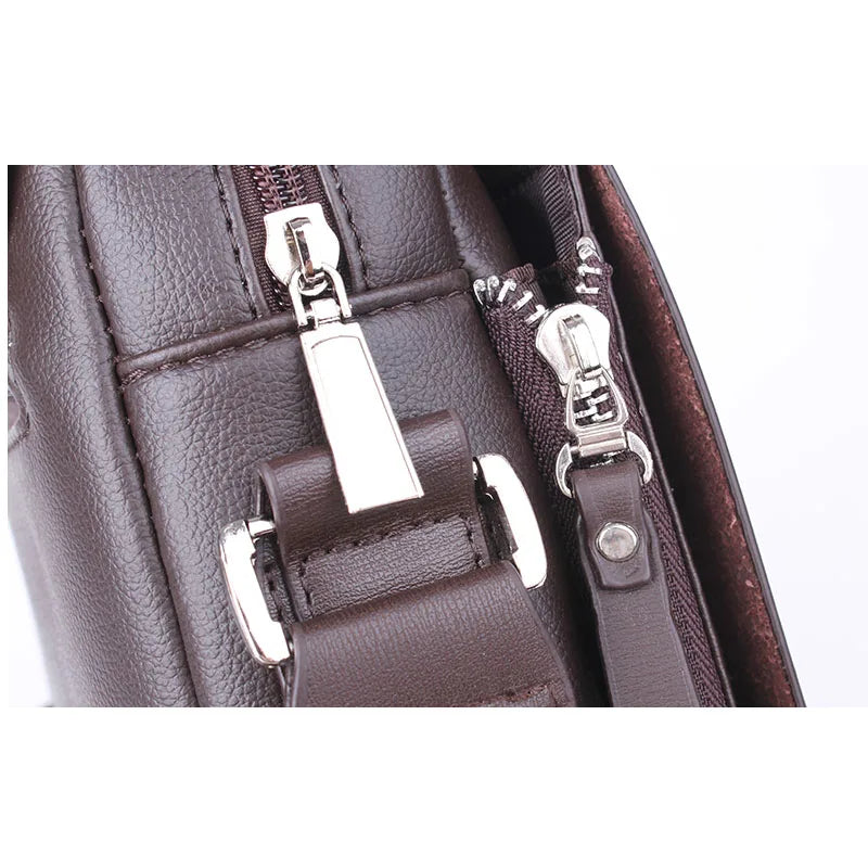 Bolsa Mensageiro Masculina Luxo Vintage em Couro PU Transversal Elegante Premium Casual Executivo