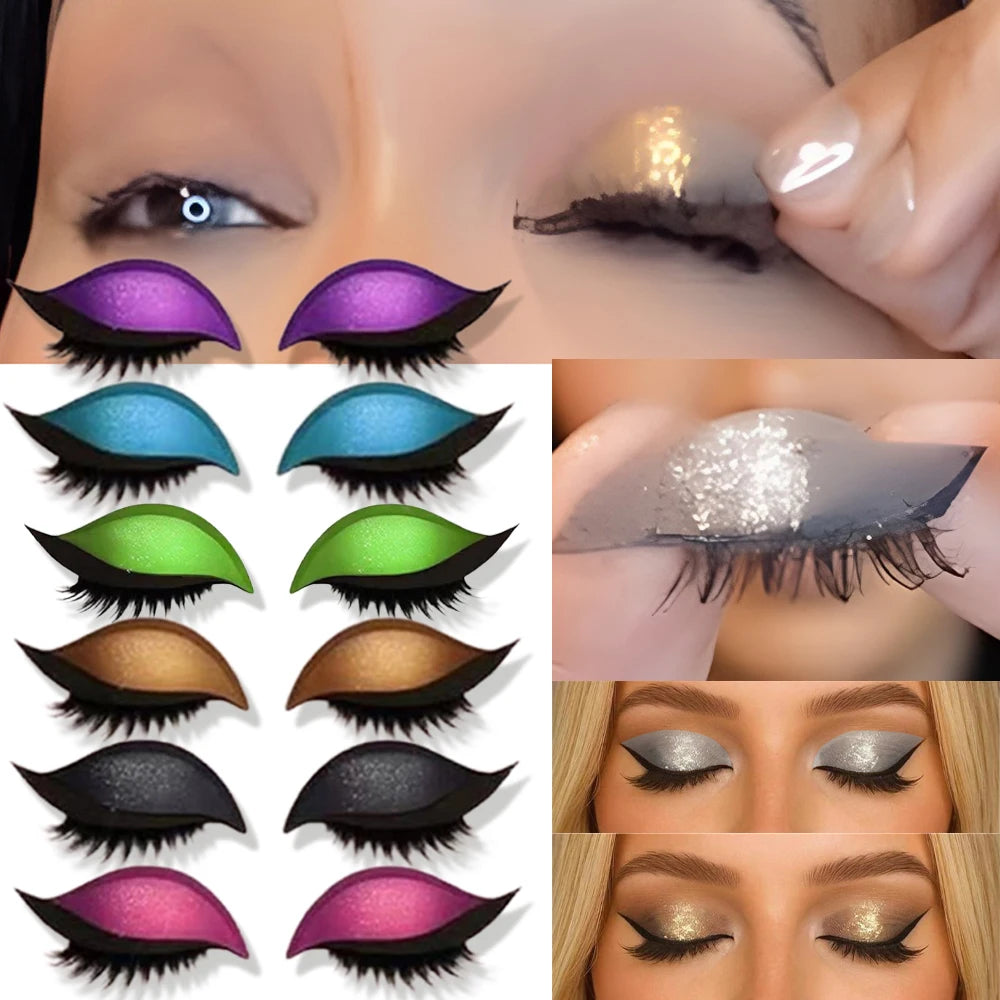 Par de Adesivos Reutilizáveis 2 em 1 para Maquiagem: Sombra e Cílios Postiços "Lazy Eye"