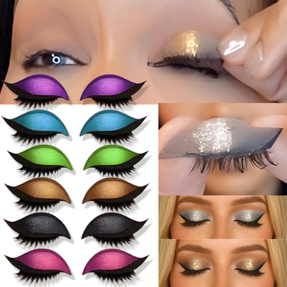 Par de Adesivos Reutilizáveis 2 em 1 para Maquiagem: Sombra e Cílios Postiços "Lazy Eye"