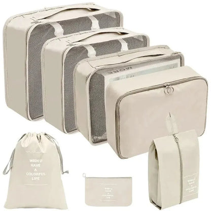 Kit Organizador de Mala de Viagem – 7 ou 10 Peças | Cubos de Compressão, Bolsas para Roupas e Sapatos