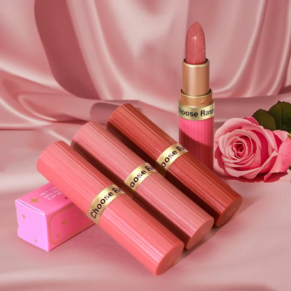 Batom Veludo Glitter Rosa Perolado – Metálico, Matte e Shimmer Diamond, Longa Duração, À Prova d'Água