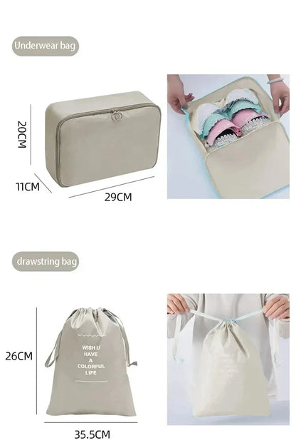 Kit Organizador de Mala de Viagem – 7 ou 10 Peças | Cubos de Compressão, Bolsas para Roupas e Sapatos