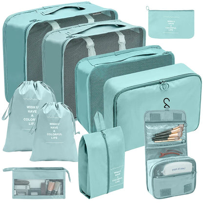 Kit Organizador de Mala de Viagem – 7 ou 10 Peças | Cubos de Compressão, Bolsas para Roupas e Sapatos