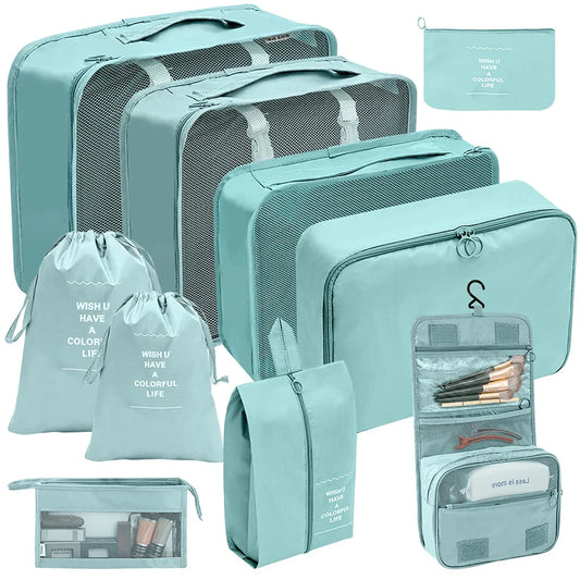 Kit Organizador de Mala de Viagem – 7 ou 10 Peças | Cubos de Compressão, Bolsas para Roupas e Sapatos