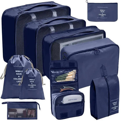 Kit Organizador de Mala de Viagem – 7 ou 10 Peças | Cubos de Compressão, Bolsas para Roupas e Sapatos
