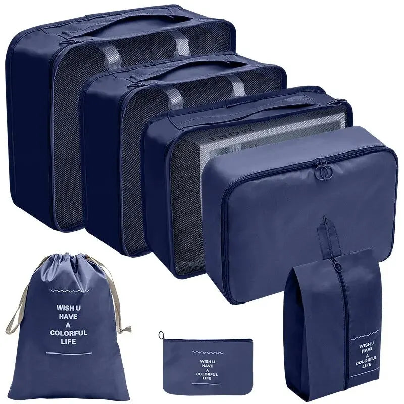 Kit Organizador de Mala de Viagem – 7 ou 10 Peças | Cubos de Compressão, Bolsas para Roupas e Sapatos