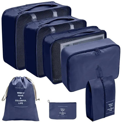 Kit Organizador de Mala de Viagem – 7 ou 10 Peças | Cubos de Compressão, Bolsas para Roupas e Sapatos