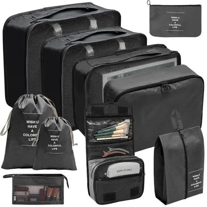 Kit Organizador de Mala de Viagem – 7 ou 10 Peças | Cubos de Compressão, Bolsas para Roupas e Sapatos