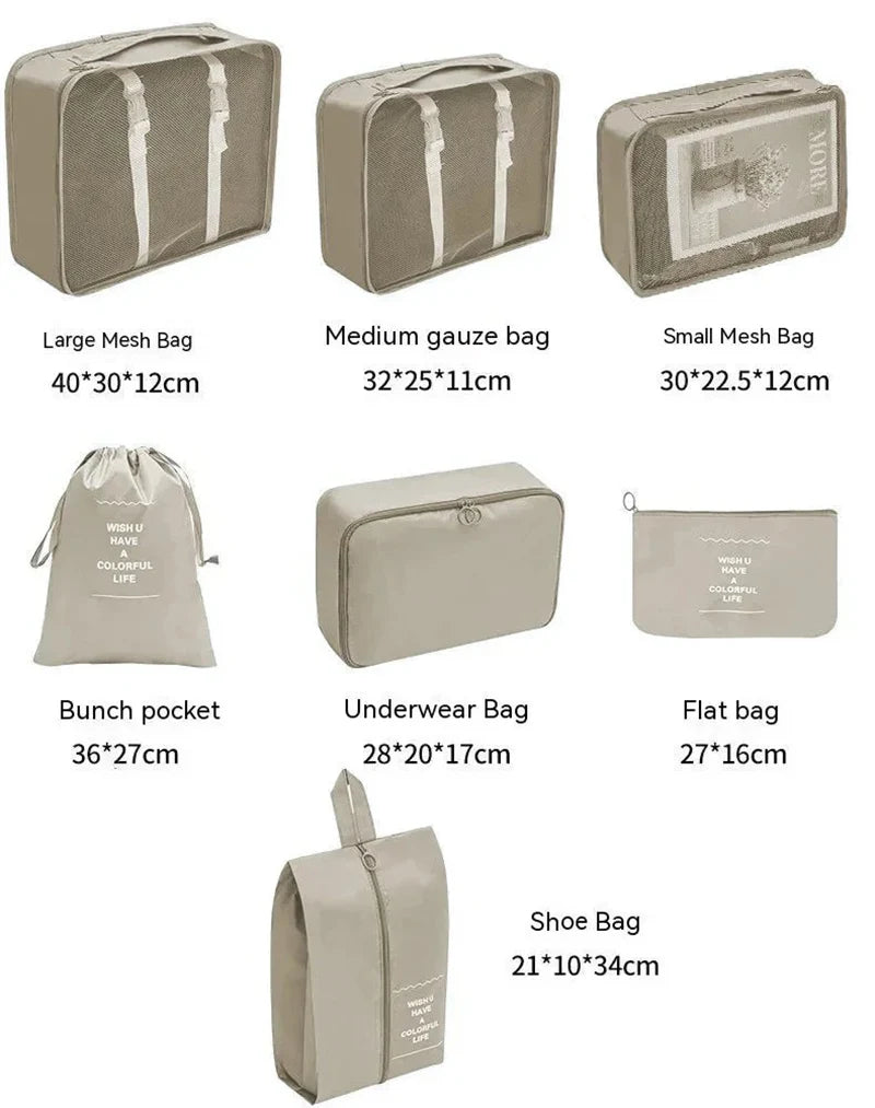 Kit Organizador de Mala de Viagem – 7 ou 10 Peças | Cubos de Compressão, Bolsas para Roupas e Sapatos