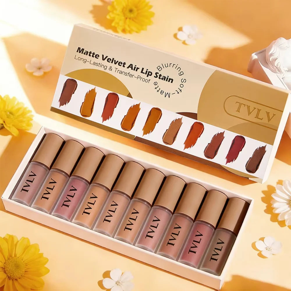 Kit 10 Batons Aveludados CHOOSE RASME – Brilho Labial À Prova D'água, Longa Duração e Hidratante | Presente Dia dos Namorados