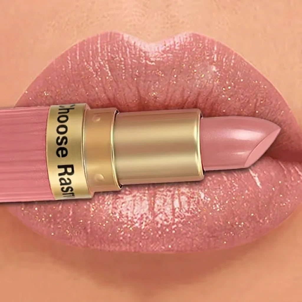 Batom Veludo Glitter Rosa Perolado – Metálico, Matte e Shimmer Diamond, Longa Duração, À Prova d'Água