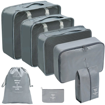 Kit Organizador de Mala de Viagem – 7 ou 10 Peças | Cubos de Compressão, Bolsas para Roupas e Sapatos
