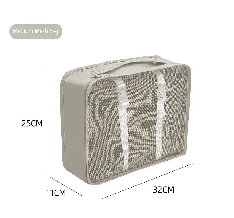 Kit Organizador de Mala de Viagem – 7 ou 10 Peças | Cubos de Compressão, Bolsas para Roupas e Sapatos