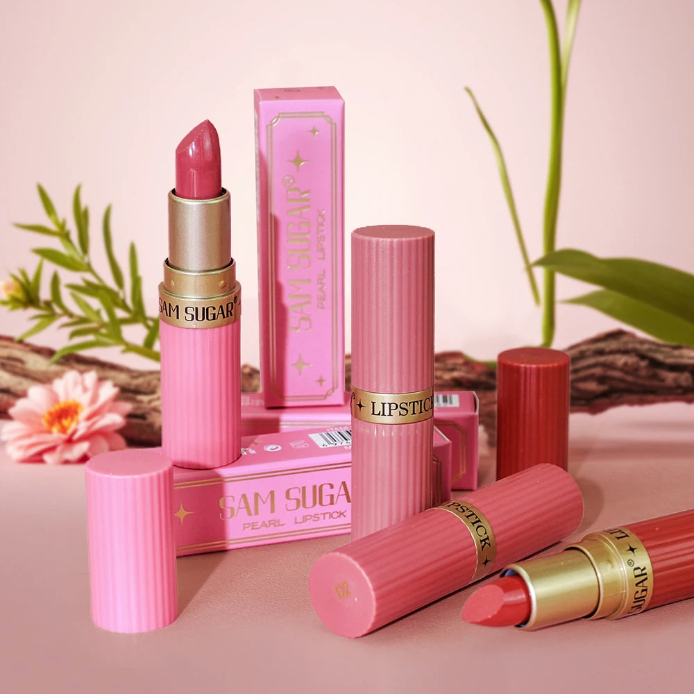 Batom Veludo Glitter Rosa Perolado – Metálico, Matte e Shimmer Diamond, Longa Duração, À Prova d'Água