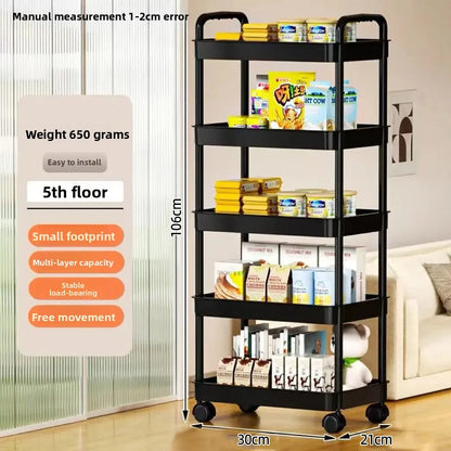 Estante Organizadora de Cozinha 5 Andares com Rodas | Rack Multiuso para Frutas, Lanches e Livros