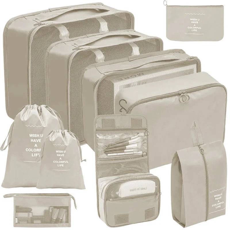 Kit Organizador de Mala de Viagem – 7 ou 10 Peças | Cubos de Compressão, Bolsas para Roupas e Sapatos
