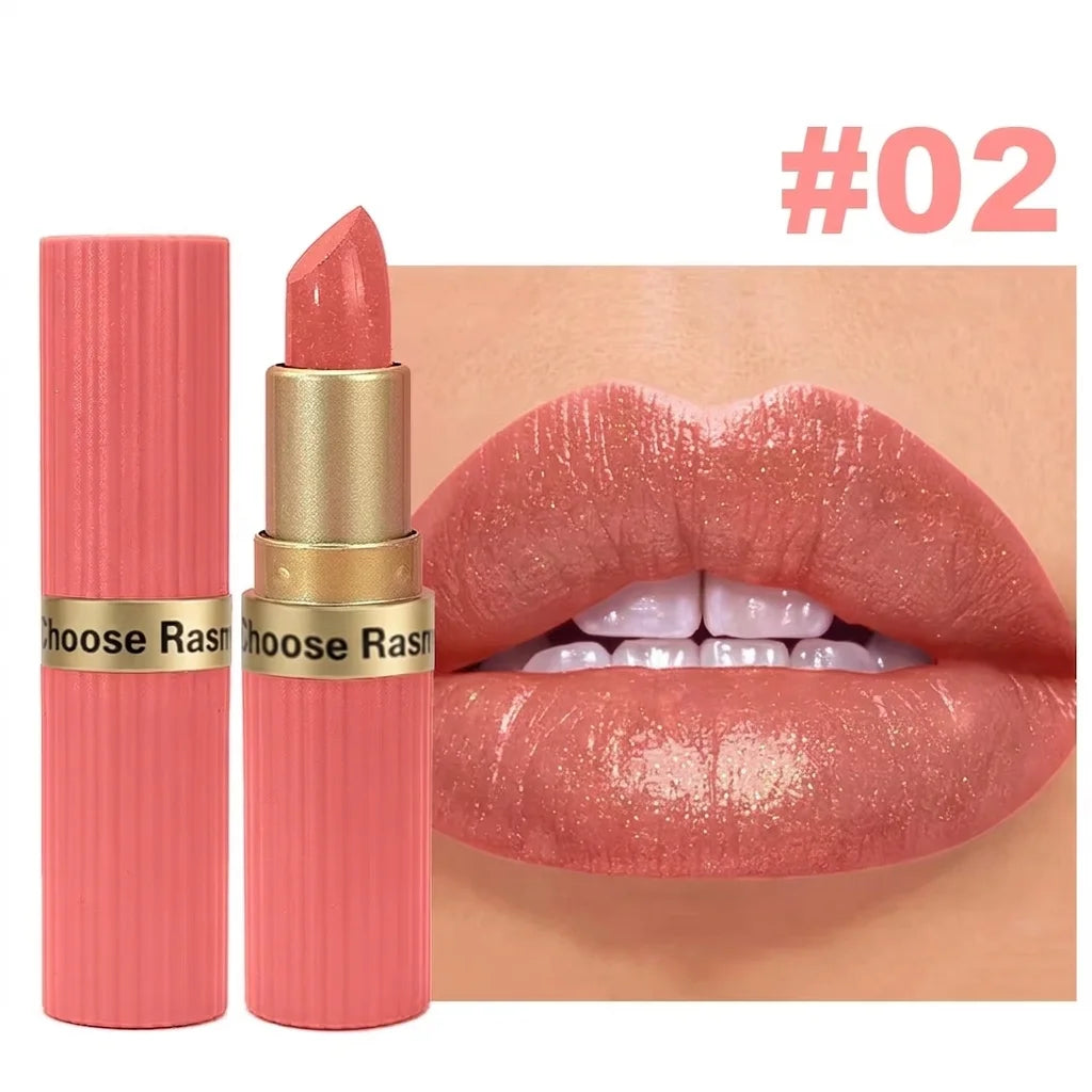 Batom Veludo Glitter Rosa Perolado – Metálico, Matte e Shimmer Diamond, Longa Duração, À Prova d'Água