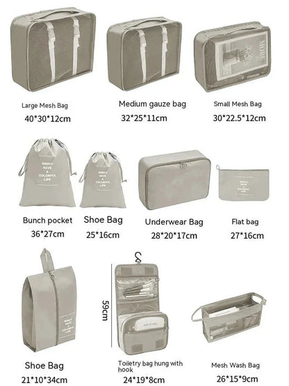 Kit Organizador de Mala de Viagem – 7 ou 10 Peças | Cubos de Compressão, Bolsas para Roupas e Sapatos