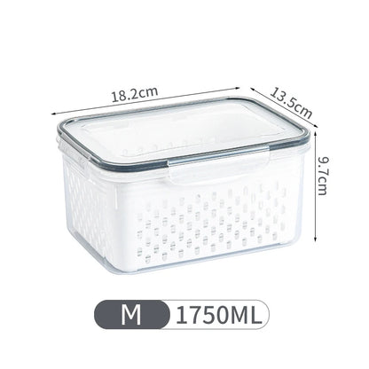 Cesto Organizador para Geladeira com Tampa e Escorredor Porta Frutas e Legumes Multiuso Premium