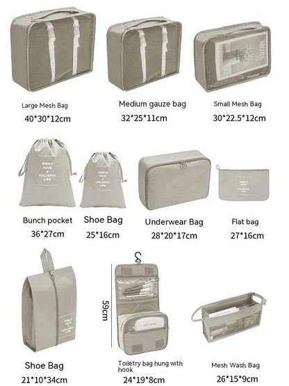 Kit Organizador de Mala de Viagem – 7 ou 10 Peças | Cubos de Compressão, Bolsas para Roupas e Sapatos