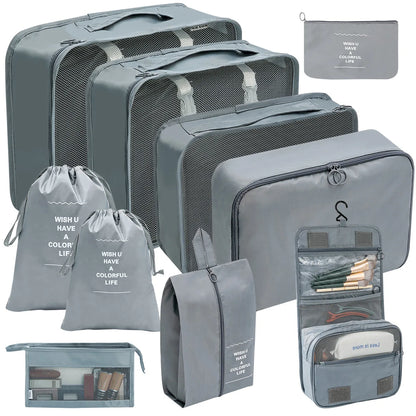 Kit Organizador de Mala de Viagem – 7 ou 10 Peças | Cubos de Compressão, Bolsas para Roupas e Sapatos