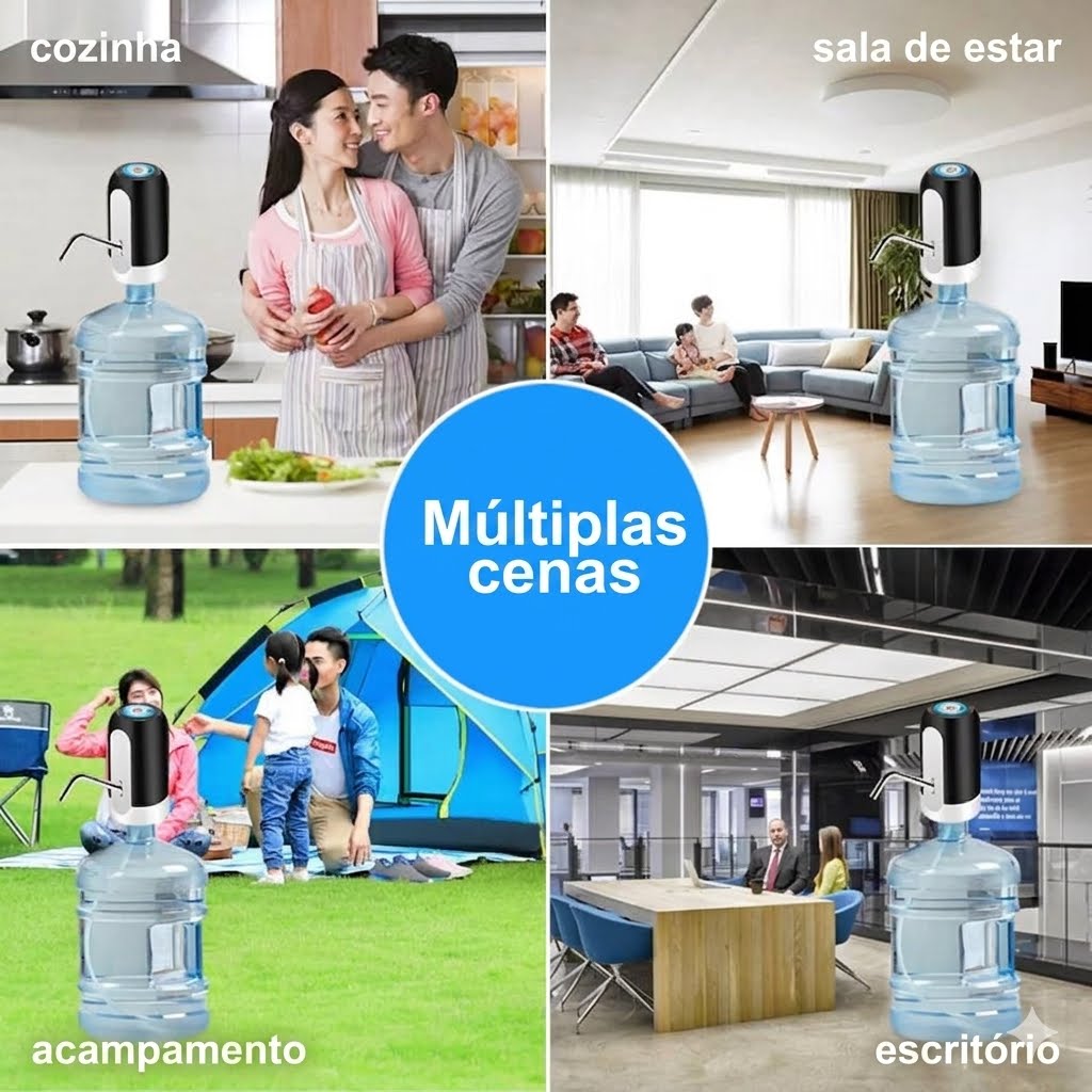 Bomba D'Água Elétrica para Galão de 5L – Portátil, Recarregável via USB | Ideal para Casa, Escritório, Carro e Hotel