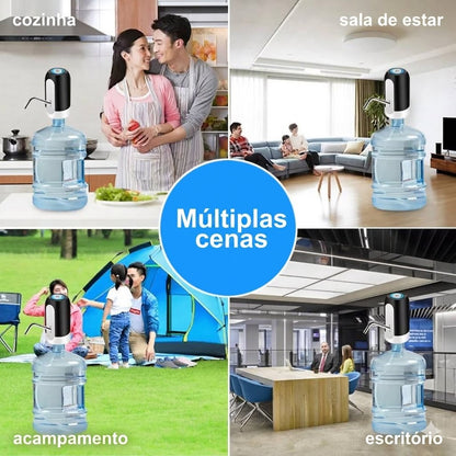Bomba D'Água Elétrica para Galão de 5L – Portátil, Recarregável via USB | Ideal para Casa, Escritório, Carro e Hotel