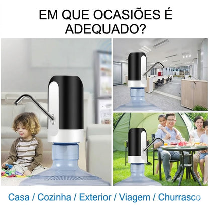 Bomba D'Água Elétrica para Galão de 5L – Portátil, Recarregável via USB | Ideal para Casa, Escritório, Carro e Hotel