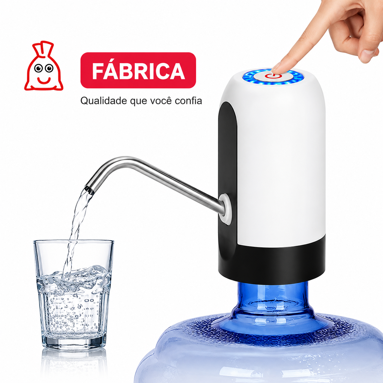 Bomba D'Água Elétrica para Galão de 5L – Portátil, Recarregável via USB | Ideal para Casa, Escritório, Carro e Hotel
