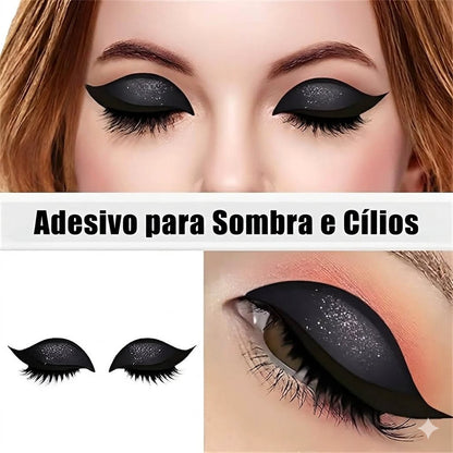 Par de Adesivos Reutilizáveis 2 em 1 para Maquiagem: Sombra e Cílios Postiços "Lazy Eye"