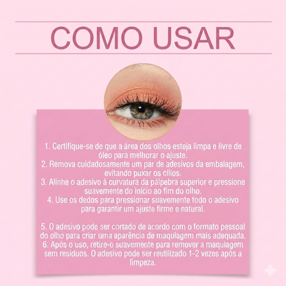 Par de Adesivos Reutilizáveis 2 em 1 para Maquiagem: Sombra e Cílios Postiços "Lazy Eye"