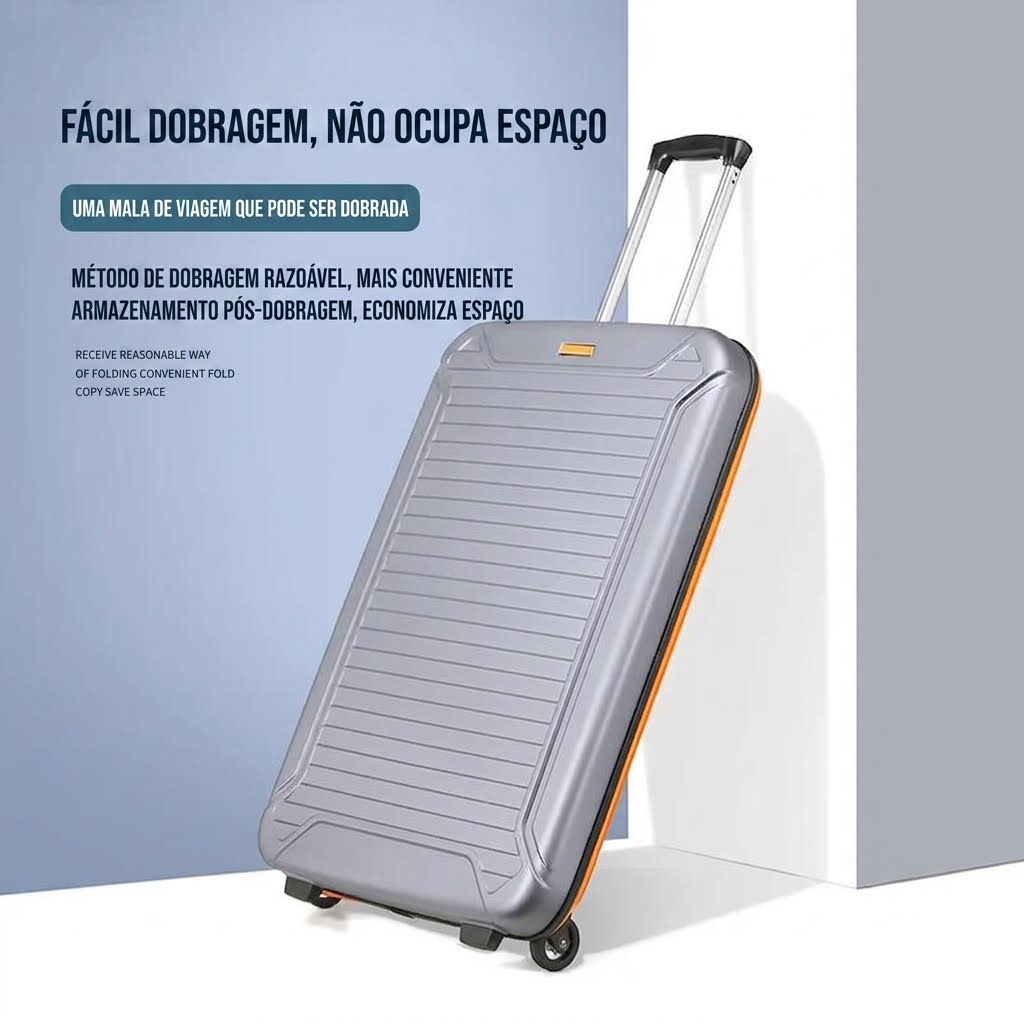 Mala de Viagem Dobrável com Rodas – Grande Capacidade, 20 Polegadas, Ideal para Negócios