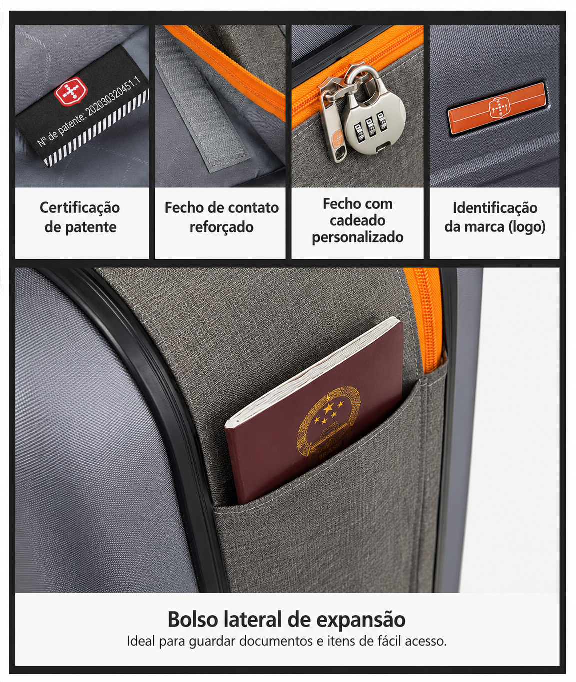 Mala de Viagem Dobrável com Rodas – Grande Capacidade, 20 Polegadas, Ideal para Negócios